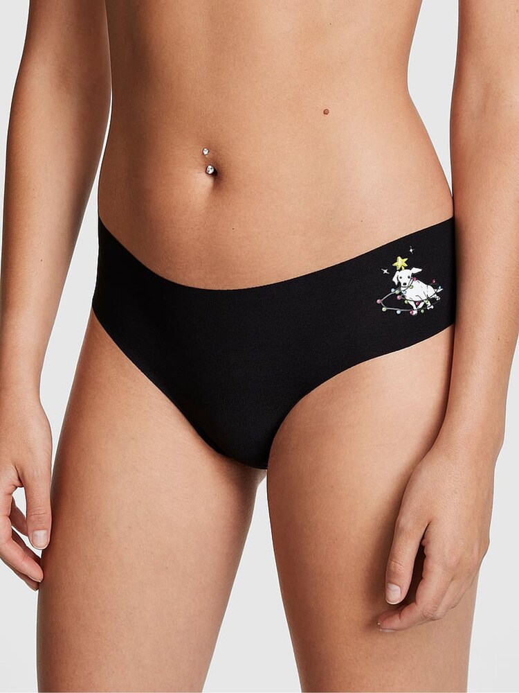 Victoria's Secret PINK Pure Black Holiday Dog No Show Cheeky Knickers - Image 1 of 3