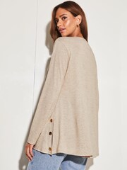 Lipsy Camel Button Waterfall Cardigan - Image 3 of 4