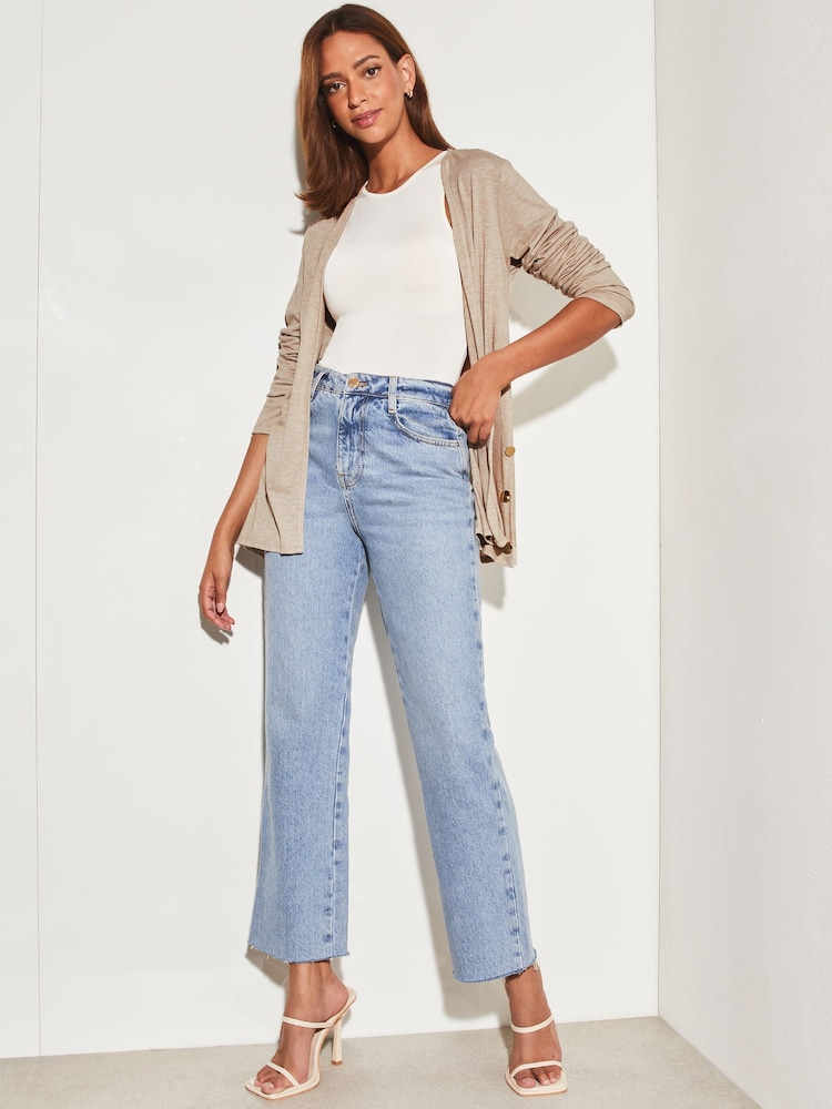 Lipsy Camel Button Waterfall Cardigan - Image 4 of 4