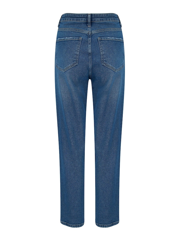 Pour Moi Blue Aubrey Denim High Waist Mom Jeans - Image 5 of 5