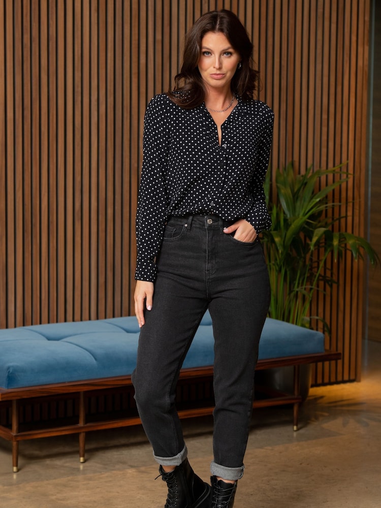 Pour Moi Black Aubrey Denim High Waist Mom Jeans - Image 1 of 5