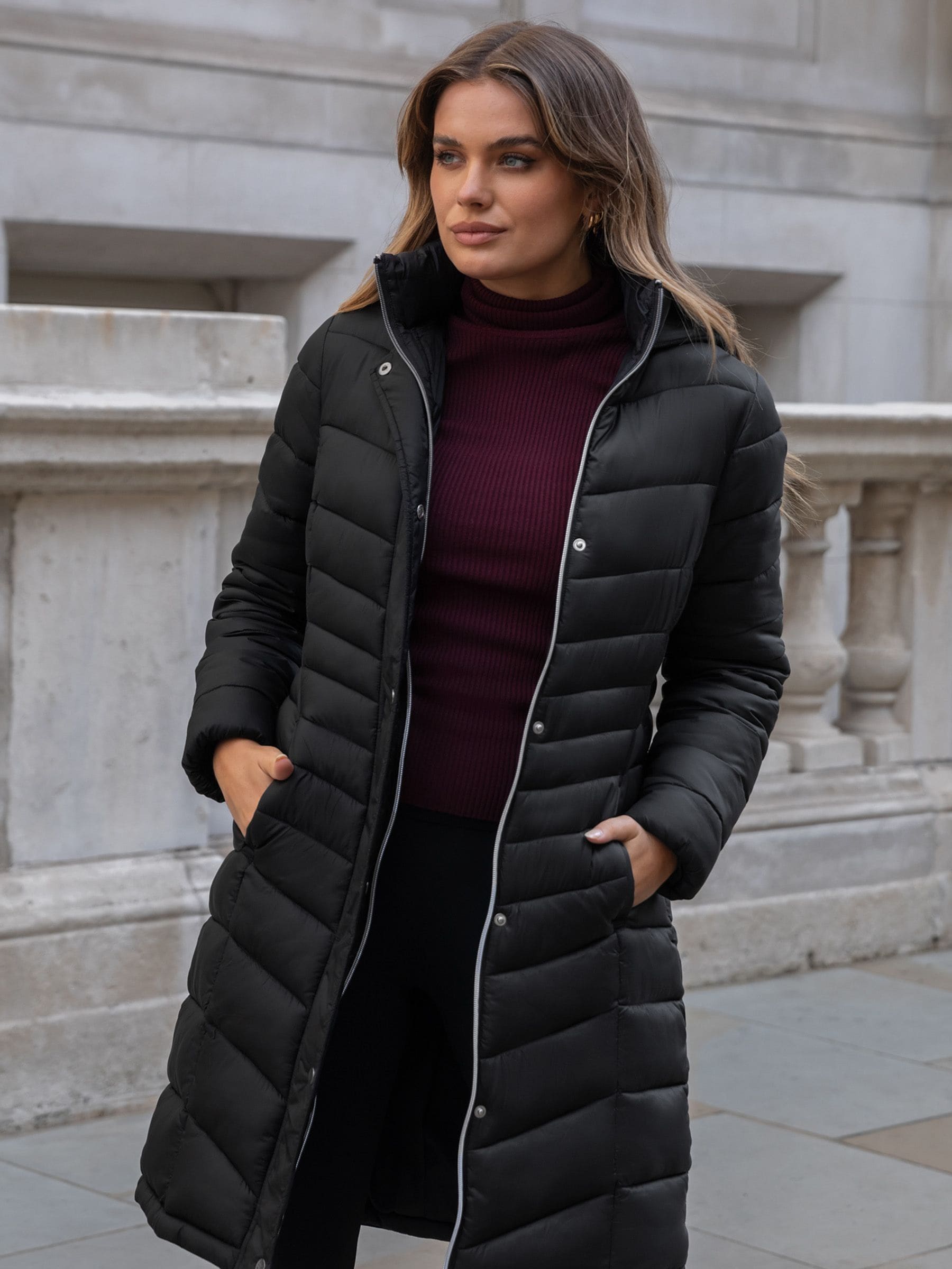 Buy Lipsy Black Chevron Padded Coat from Next Luxembourg