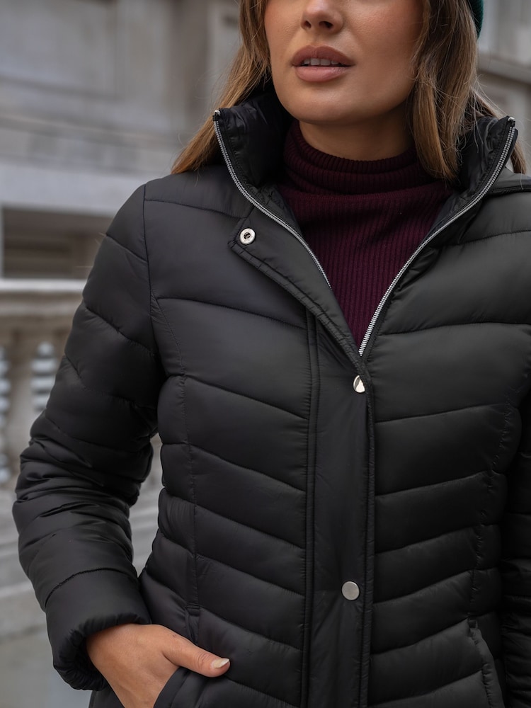 Lipsy Black Chevron Padded Coat - Image 4 of 4 Lipsy Black Chevron Padded Coat - Image 4 of 4