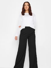 Long Tall Sally Black Stretch Scuba Wide Leg Trousers - Image 2 of 4