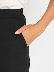 Long Tall Sally Black Stretch Scuba Wide Leg Trousers - Image 4 of 4