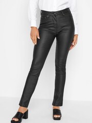 PixieGirl Petite Black Ava Stretch Faux Leather Look Jeans - Image 1 of 4