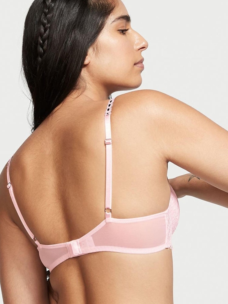Victoria's Secret Angel Pink And Black Lightly Lined Demi Lace Unlined Balcony Bra - Image 2 of 4