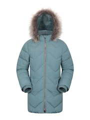 Mountain Warehouse Teal Galaxy Kids Water-Resistant Long Padded Jacket - Image 1 of 6