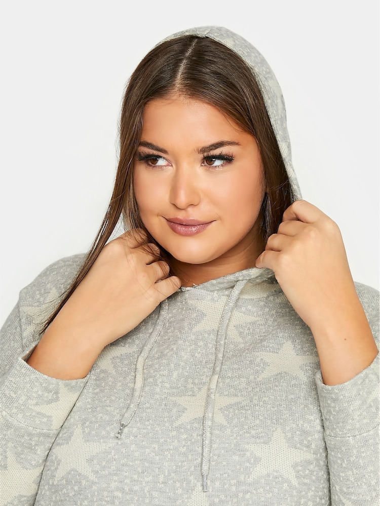 Yours Curve Neutral Star Print Hoodie - Image 4 of 4