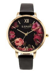 Lipsy Black Floral Watch - Image 1 of 1