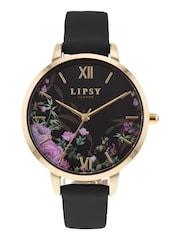 Lipsy Black Floral Watch - Image 1 of 1