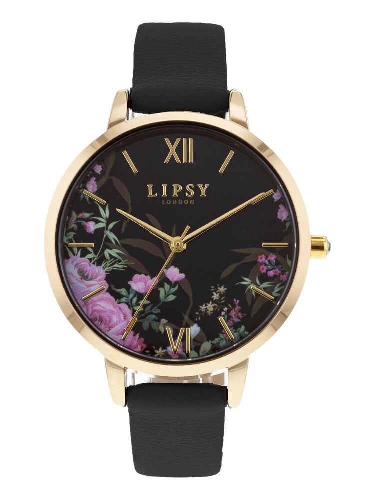 Lipsy Black Floral Watch - Image 1 of 1