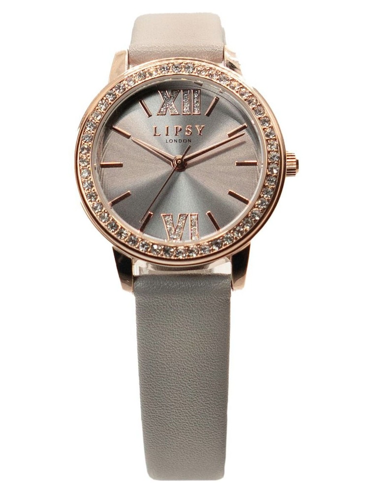 Lipsy Grey Diamante Face Watch - Image 4 of 4
