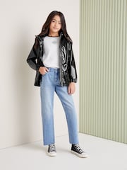 Lipsy Black High Shine Shower Resistant School Rain Coat - Image 2 of 4