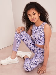 Lipsy Purple Printed Sleeveless Active Crop Top - Image 2 of 4