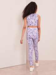 Lipsy Purple Printed Sleeveless Active Crop Top - Image 3 of 4
