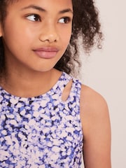 Lipsy Purple Printed Sleeveless Active Crop Top - Image 4 of 4