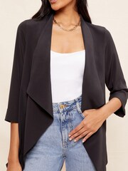 Friends Like These Black Waterfall 3/4 Sleeve Blazer - Image 1 of 4