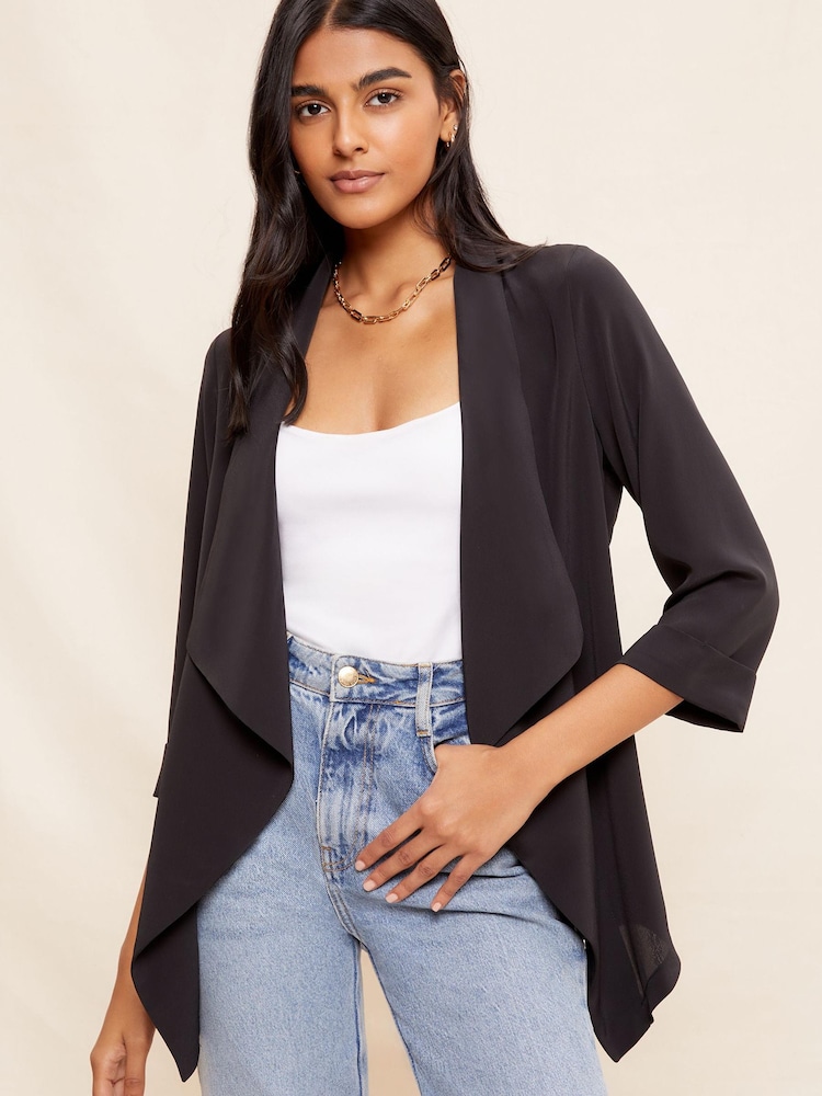 Friends Like These Black Waterfall 3/4 Sleeve Blazer - Image 2 of 4