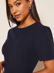 Friends Like These Navy Blue Blue Petite Short Sleeve Tailored Shift Dress - Image 4 of 4