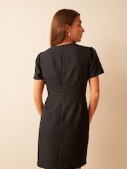 Friends Like These Jet Black Short Sleeve Tailored Shift Dress - Image 2 of 4