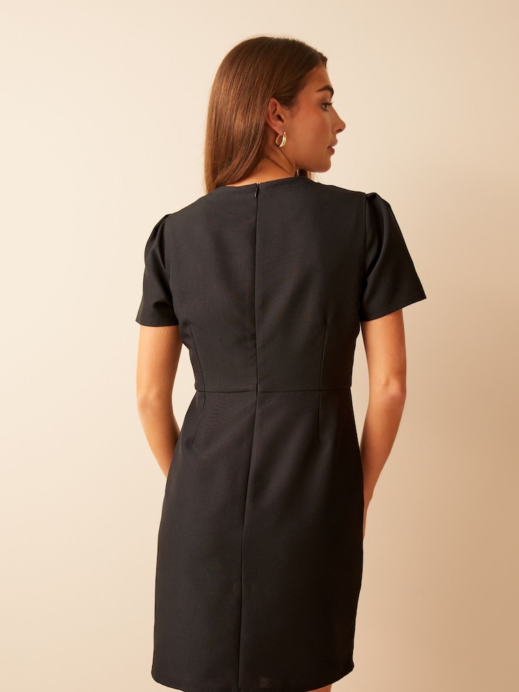 Friends Like These Jet Black Short Sleeve Tailored Shift Dress - Image 2 of 4