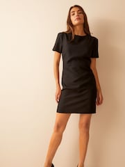 Friends Like These Jet Black Short Sleeve Tailored Shift Dress - Image 3 of 4