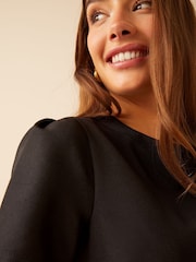 Friends Like These Jet Black Short Sleeve Tailored Shift Dress - Image 4 of 4