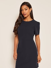 Friends Like These Navy Blue Short Sleeve Tailored Shift Dress - Image 1 of 4