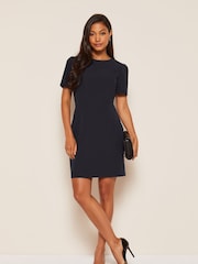 Friends Like These Navy Blue Short Sleeve Tailored Shift Dress - Image 3 of 4