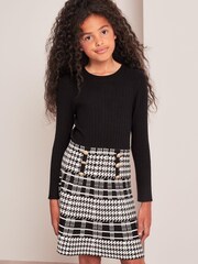 Noir - Robe Lipsy à carreaux 2en1 en maille à manches longues - Image 1 of 1