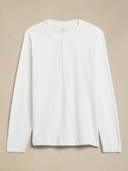 Banana Republic White Soft Wash Henley Long Sleeve T-Shirt - Image 3 of 3