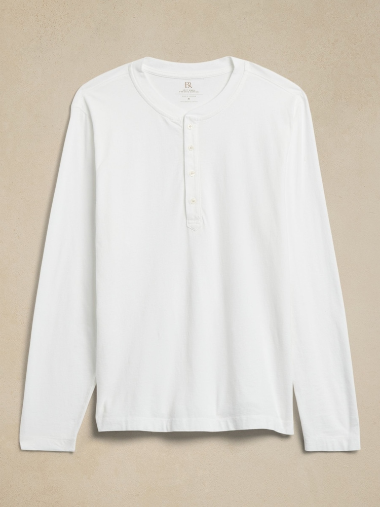 Banana Republic White Soft Wash Henley Long Sleeve T-Shirt - Image 3 of 3