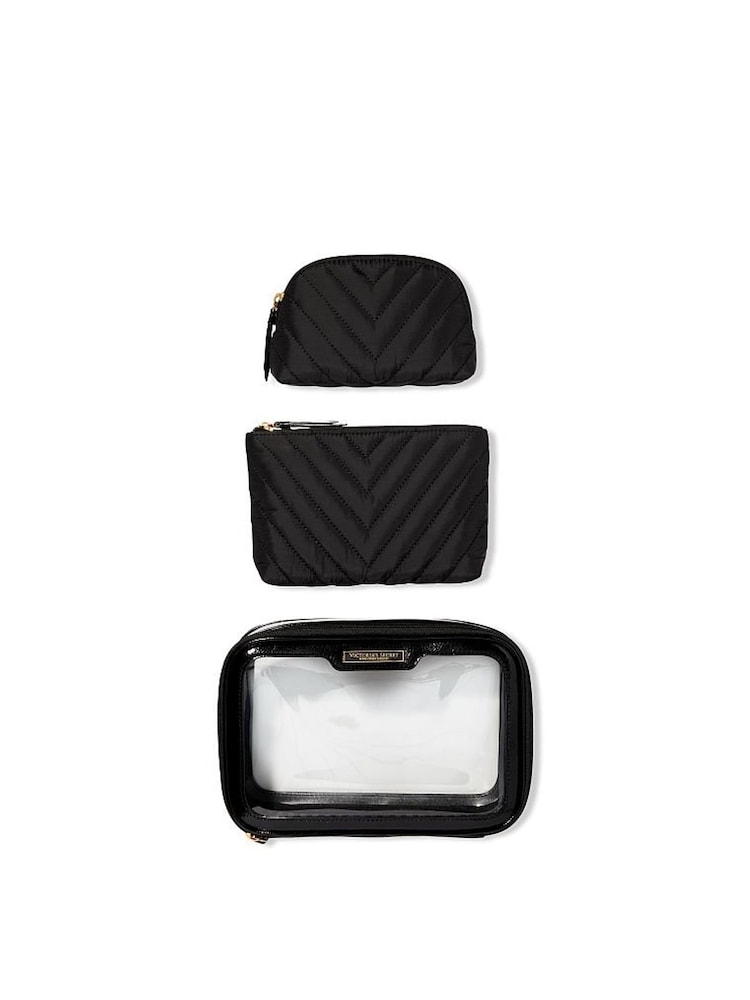 Victoria's Secret Black Travel Trio Makeup Bag - Image 1 of 5