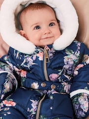 Lipsy Navy Fleece Lined Baby Snowsuit - Image 3 of 4