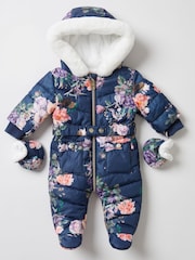 Lipsy Navy Fleece Lined Baby Snowsuit - Image 4 of 4