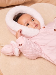 Lipsy Pink Fleece Lined Baby Snowsuit - Image 4 of 4