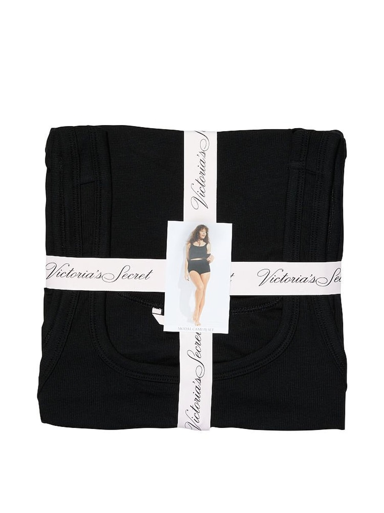Victoria's Secret Black Ribbed Modal Short Pyjamas - Image 4 of 4 Victoria's Secret Black Ribbed Modal Short Pyjamas - Image 4 of 4