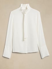 Banana Republic White Yadra Silk Blouse - Image 4 of 4