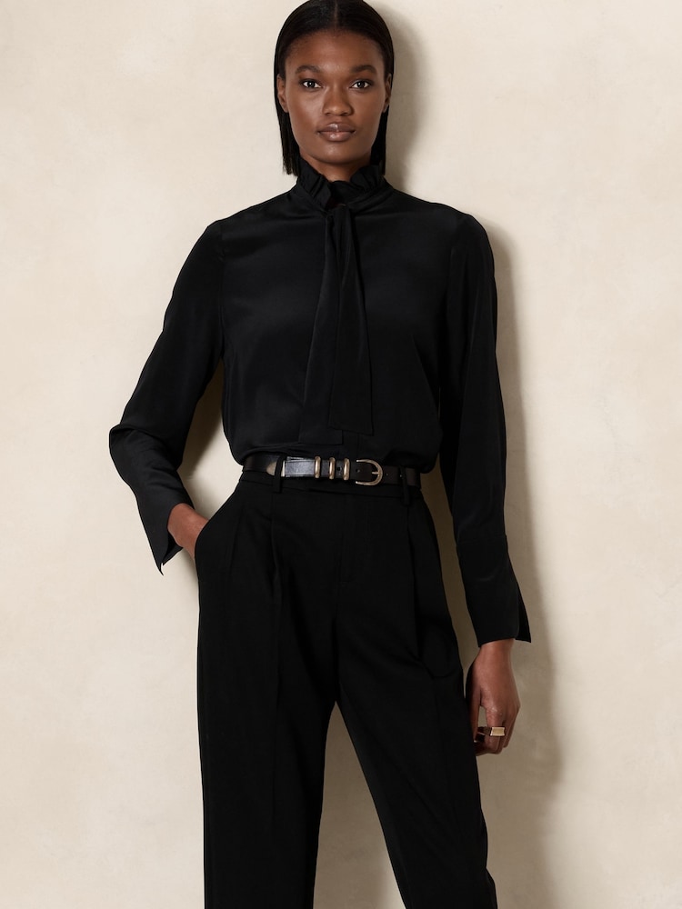 Banana Republic Black Yadra Silk Blouse - Image 1 of 2