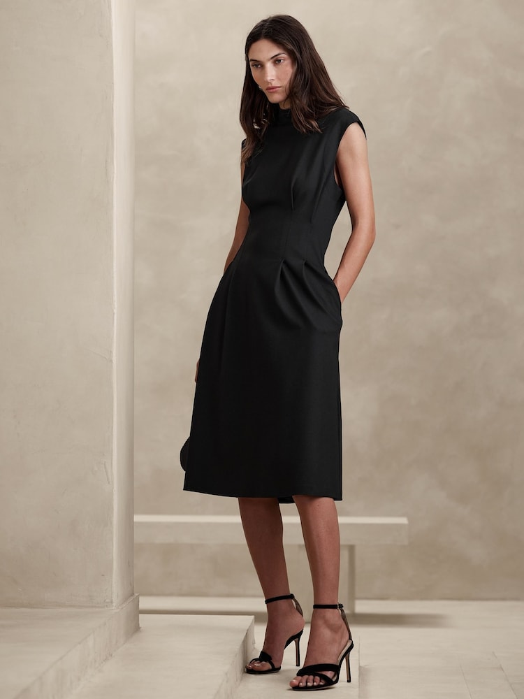Banana Republic Black Rabia Ponte Midi Dress - Image 1 of 2