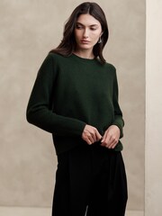 Banana Republic Green Lucia Cashmere Ribbed Jumper - Image 1 of 4