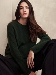 Banana Republic Green Lucia Cashmere Ribbed Jumper - Image 3 of 4