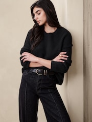 Banana Republic Black Lucia Cashmere Ribbed Jumper - Image 1 of 1