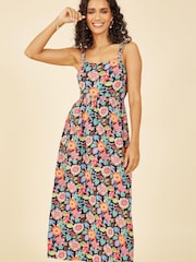 Yumi Pink Multi Retro Floral Midi Dress - Image 1 of 5