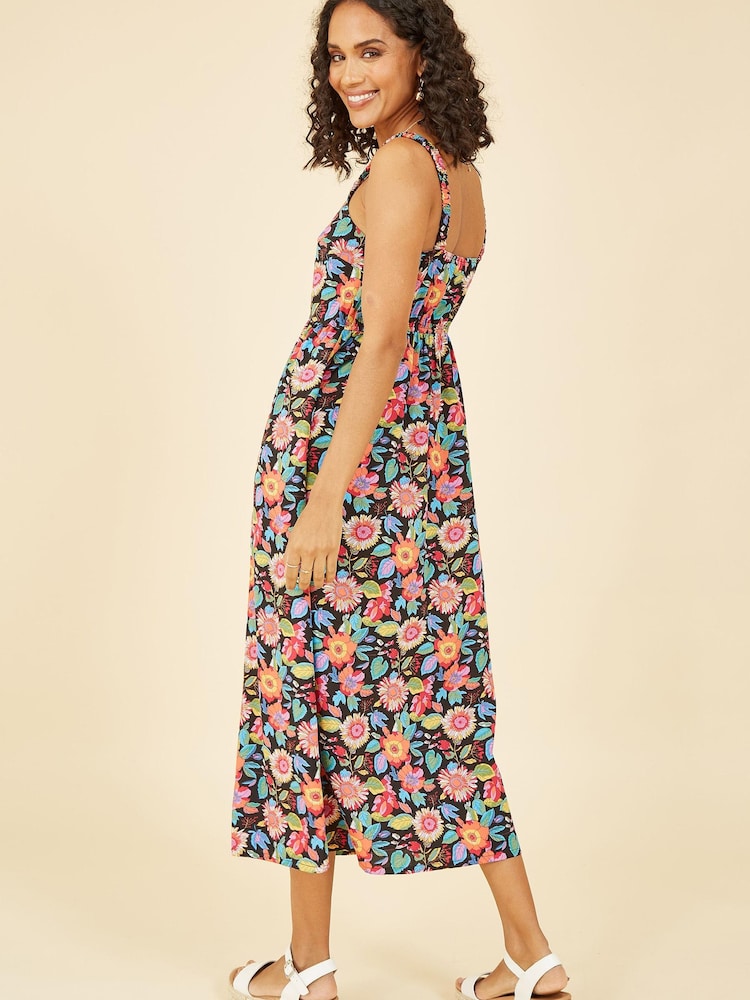 Yumi Pink Multi Retro Floral Midi Dress - Image 2 of 5