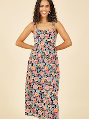 Yumi Pink Multi Retro Floral Midi Dress - Image 3 of 5