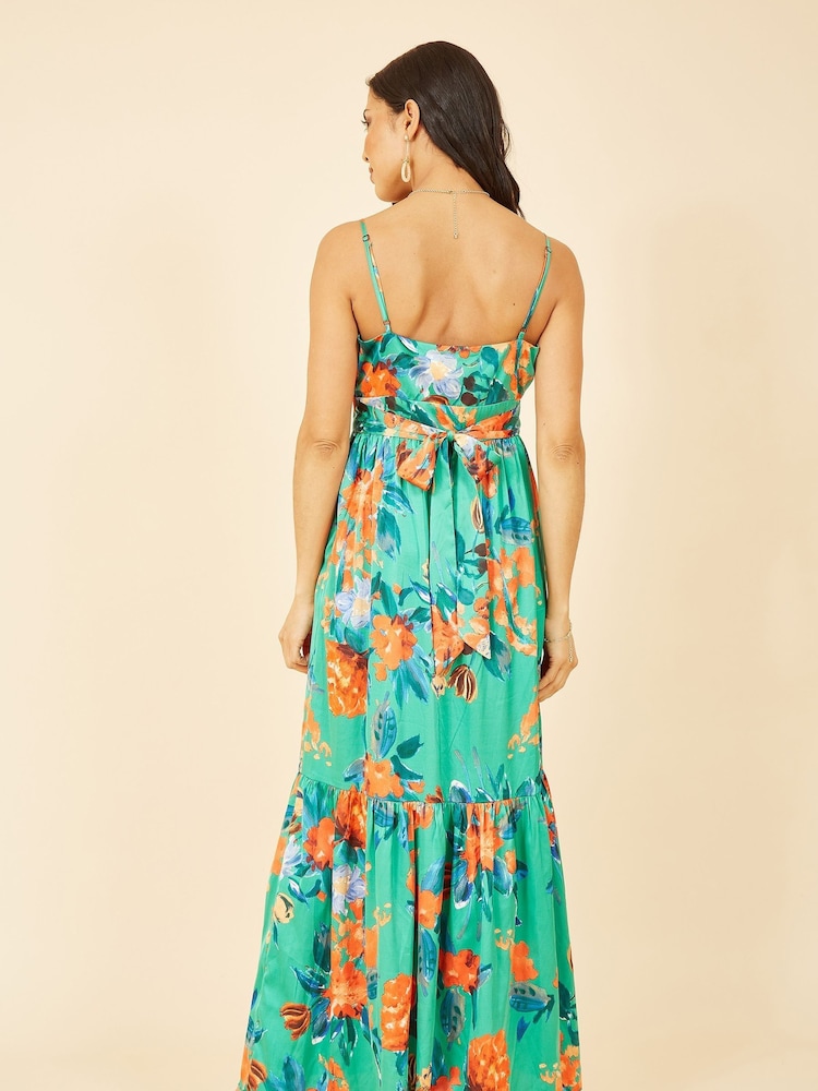 Yumi Geblümtes Satin-Maxikleid mit Trägern - Bild 2 von 5