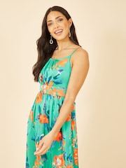 Yumi Geblümtes Satin-Maxikleid mit Trägern - Bild 4 von 5