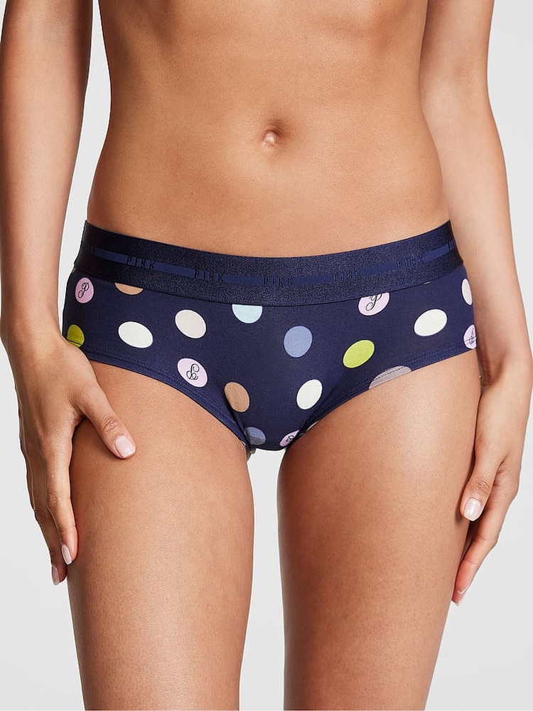 Victoria's Secret PINK Midnight Navy Blue Dot Logo Hipster Knickers - Image 1 of 3
